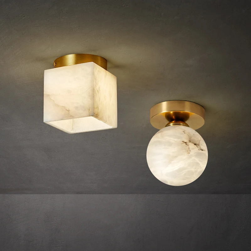 

Nordic Creative Kitchen Balcony Brass Spanish Marble Ceiling Lamp Bedroom Aisle Corridor Foyer Small Ceiling Lights