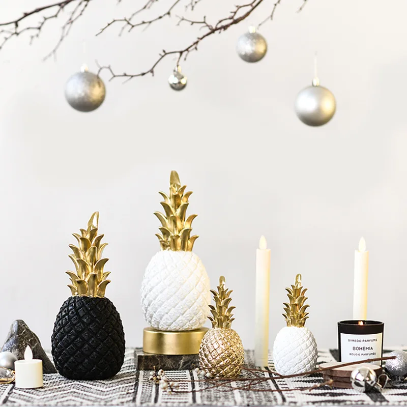 Nordic resin handicraft golden pineapple creative ornament living room desktop decoration
