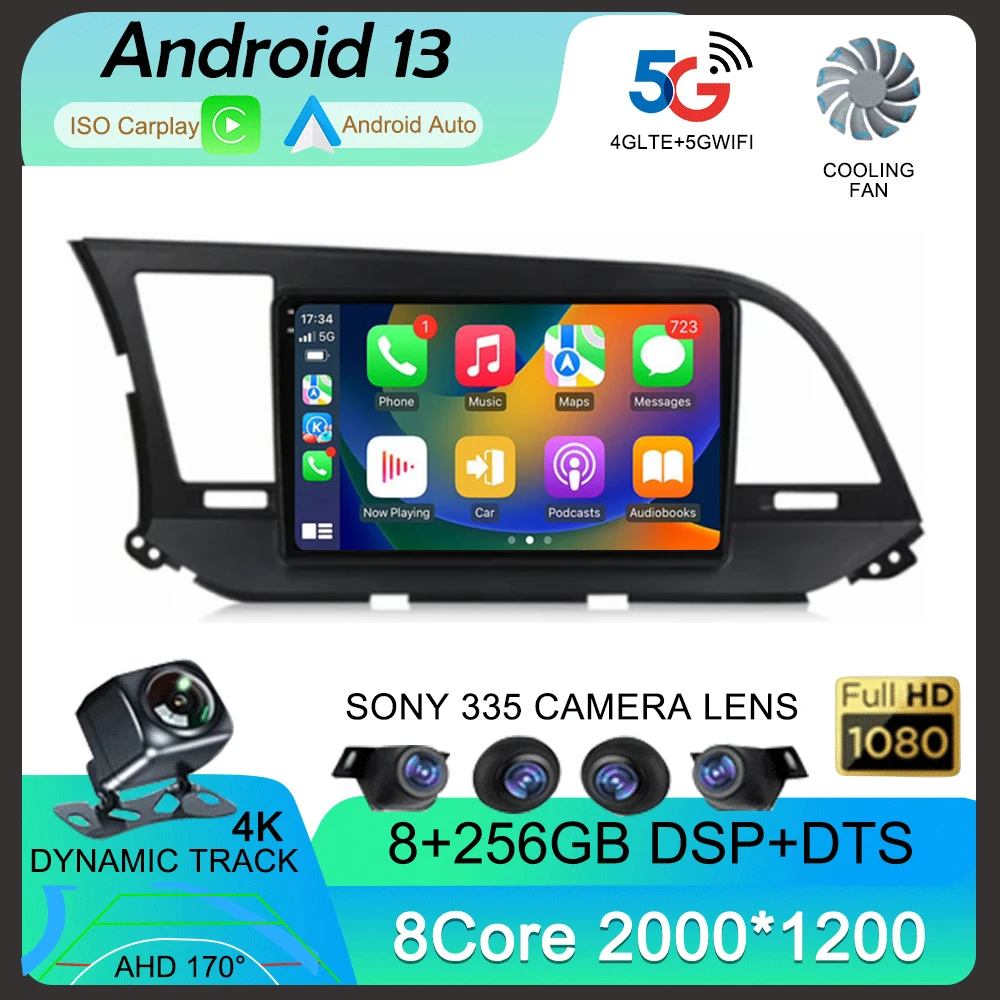 

Android 14 For Hyundai Elantra 6 2015 2016 2017 2018 Car 5G wifi Dvd Radio Stereo Multimedia Player GPS Navigation HDR QLED