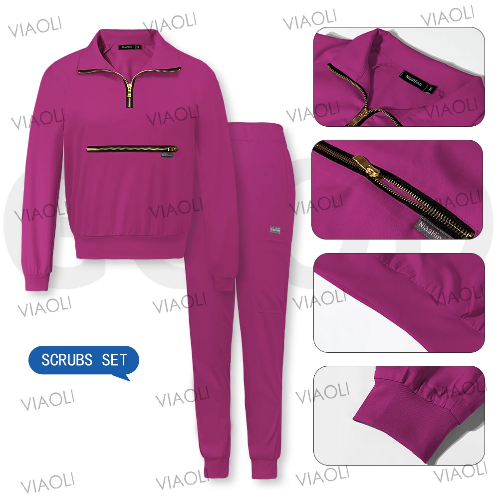 Chaqueta de Hospital para mujer, pantalones quirúrgicos, trajes de Jogging de manga larga, uniformes médicos, conjunto de exfoliantes, accesorios para enfermeras, ropa de trabajo de belleza, nuevo