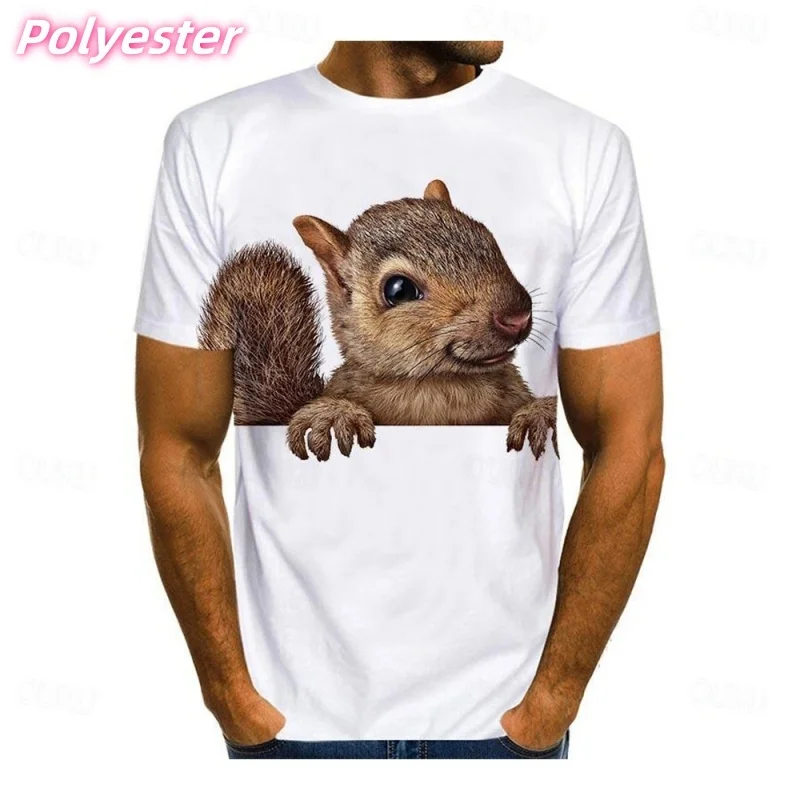 

Мужская футболка с рисунком Nut Squirrel, футболки с 3D принтом милых животных, летние повседневные свободные футболки с короткими рукавами, уличные топы с круглым вырезом