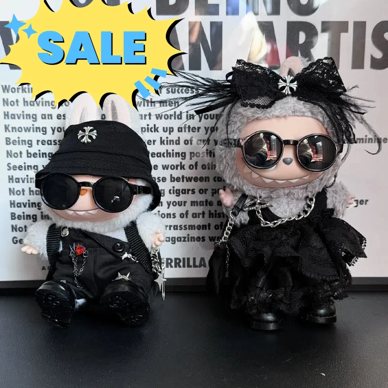 

5pcs Fashion Punk Couple Labubu Baby Clothes For 17cm Labubu Trend Cool Handsome Punk Black Couple Baby Clothes Set Of 5 Pieces