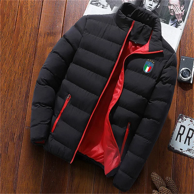 Winter coat men's fashion stand collar men's coat outdoor camping men's solid thickened jacket coat men's Parka