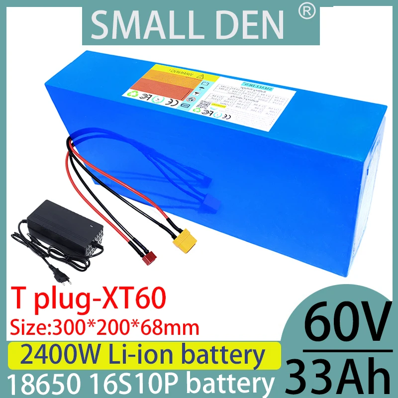 

New 60V 33Ah battery 18650 16s10P 2400W 67.2V+2A 3A 5A charger lithium battery, built-in BMS high-power lithium-ion battery pack