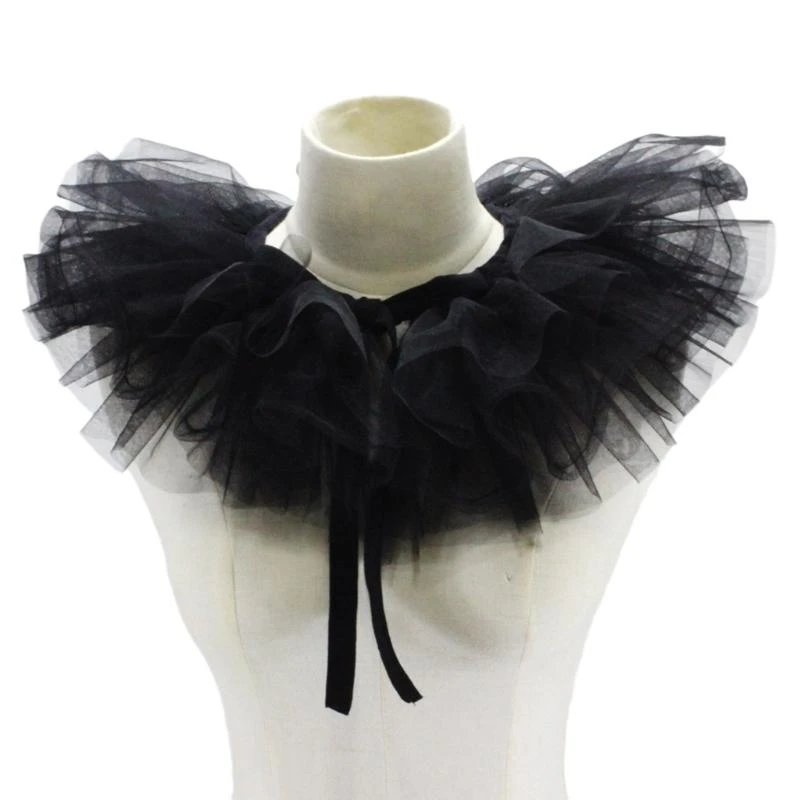 

E21F Girls Vintage Fake Collar Gothic Elizabethan Yarn Ruffled Lace Choker Necklace
