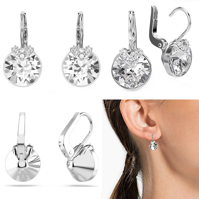 

Серебряные серьги-капли с прозрачными кристаллами Bella, модные украшения для ушей