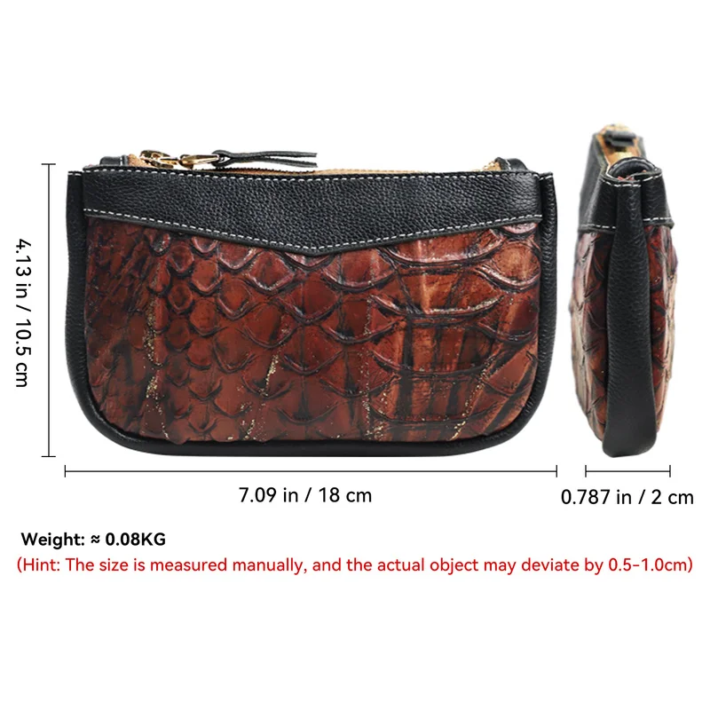 Genuine Leather Men's Wallet Natural Cowhide Clutch Bag Long Bank Card Pocket Large Capacity Coin Purse
