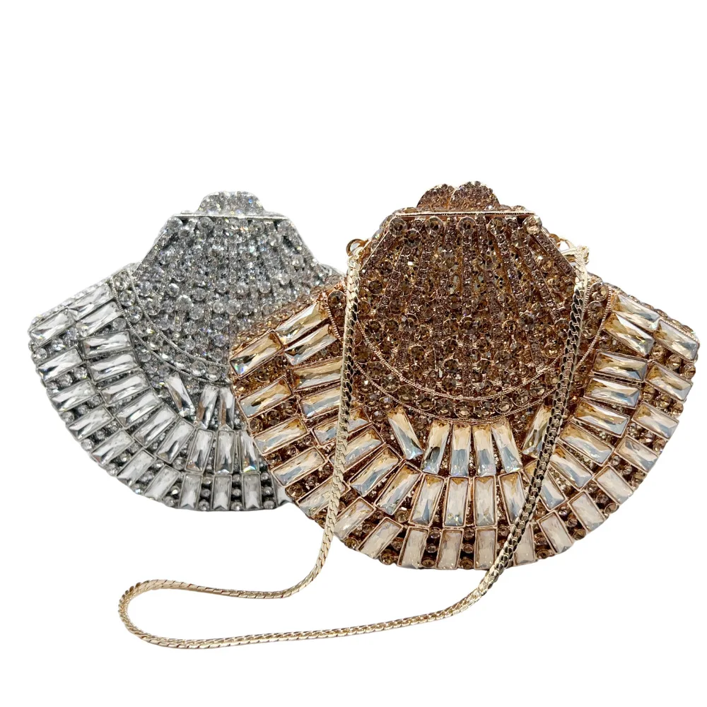 

Gold/Silver/Red Glass Evening Bag Rhinestone Red Wedding Clutches Luxury Designer Women Bridal Party Purses Prom Formal Crystal