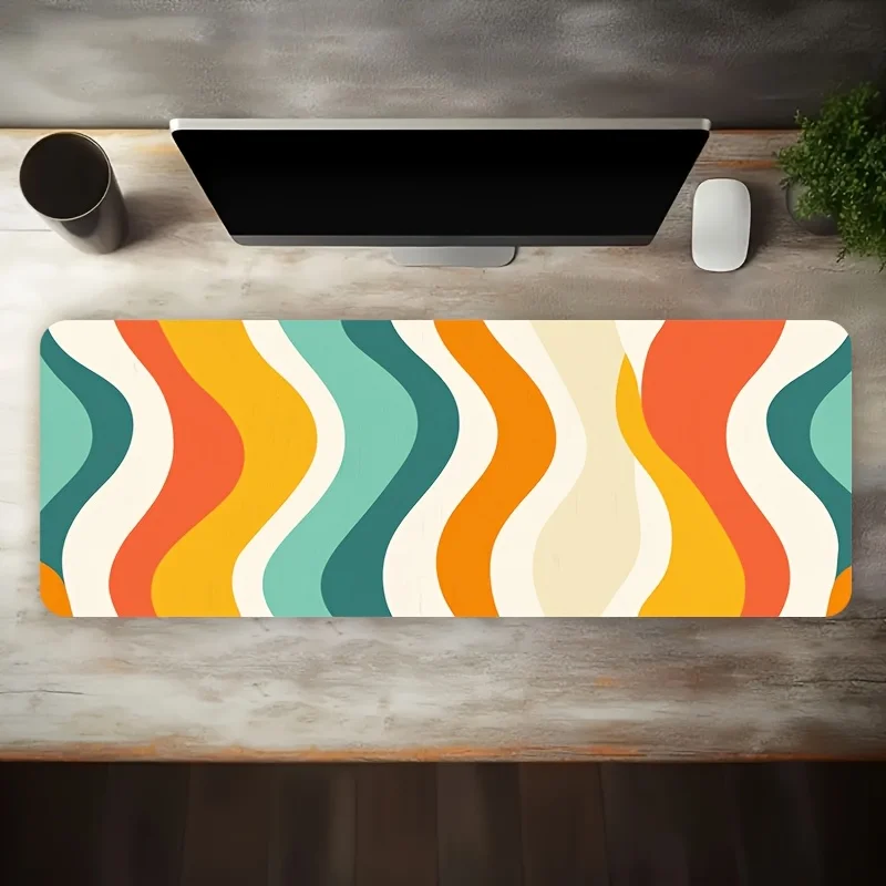 Brand Large Esports Gaming Mouse Pad Vintage Geometric Wave Stripe Non-Slip Washable Rubber Base Extra-Long Desk Mat Office Comp
