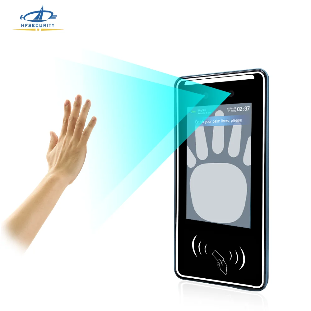 

HFSecurity FR05 Чтение карт Биометрический контроль доступа Распознавание лиц с пальмовыми венками Учет рабочего времени для правительства