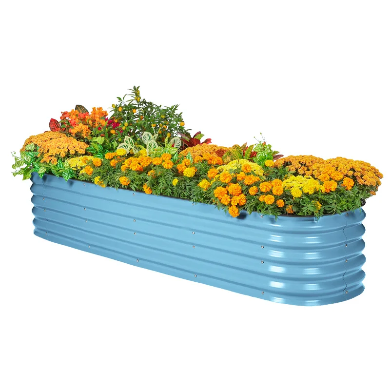 Manufacturer Price Large Planting Box Galvanized Steel Flower Pot Raised Garden Kit Flower Pot Box Large DIY Garden Bed