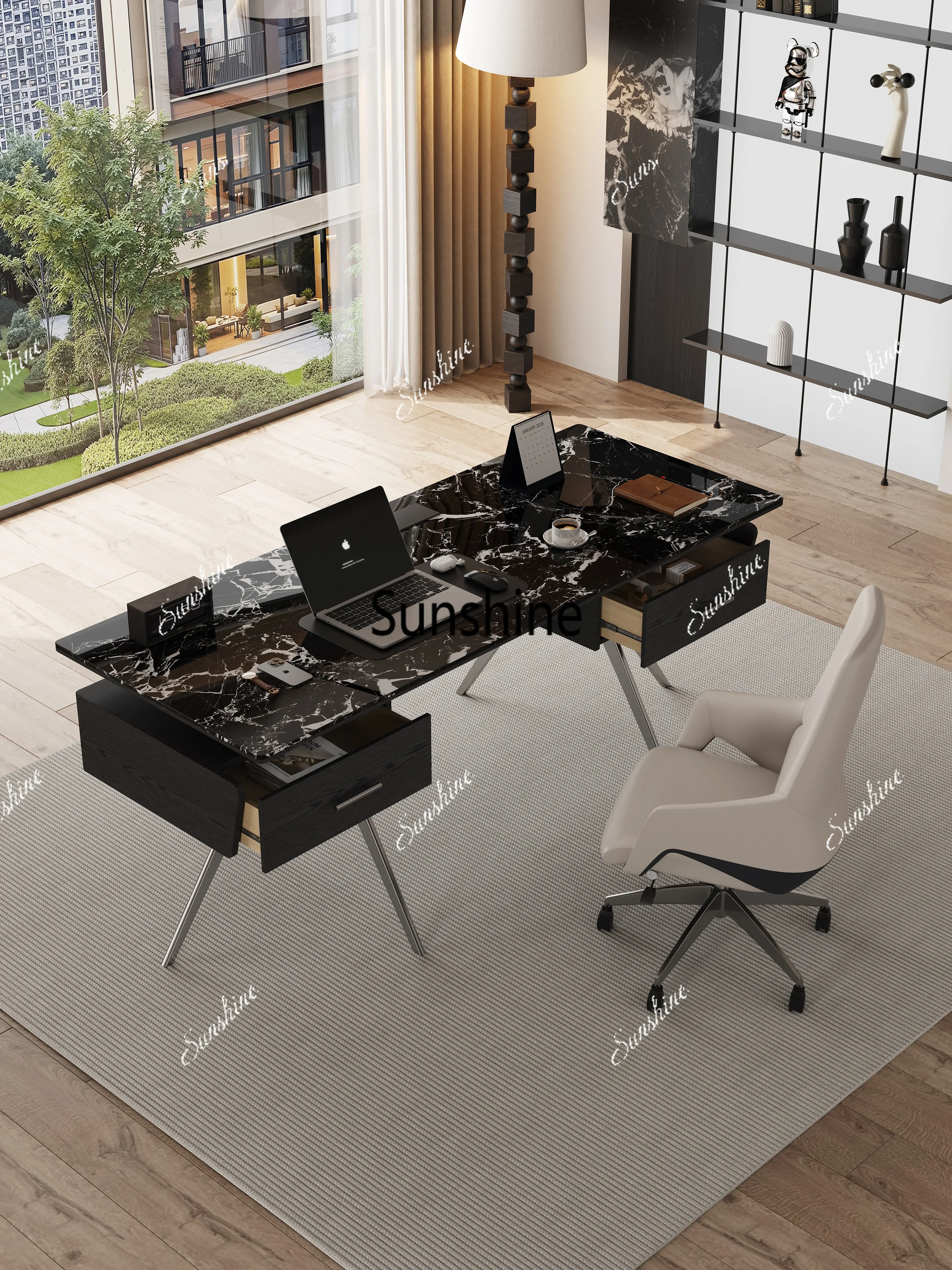 Modern minimalist high-end desk and chair combination bedroom adult deskT*