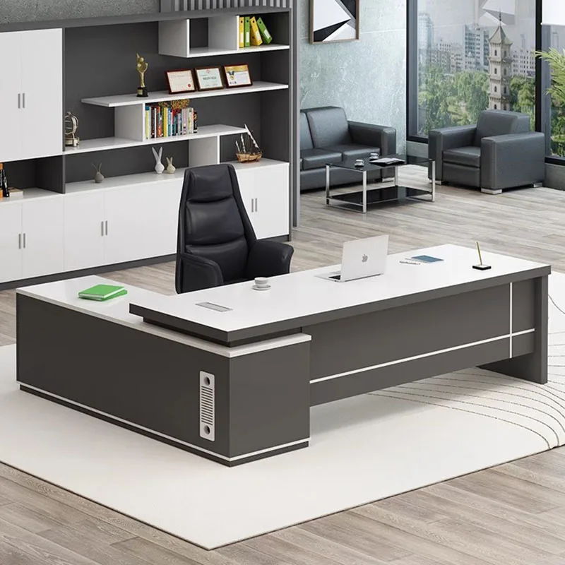 Reception Standing Office Desk White Executive Luxury Shelf Computer Desks Drawers L Shaped Mesa De Computador Modern Furniture