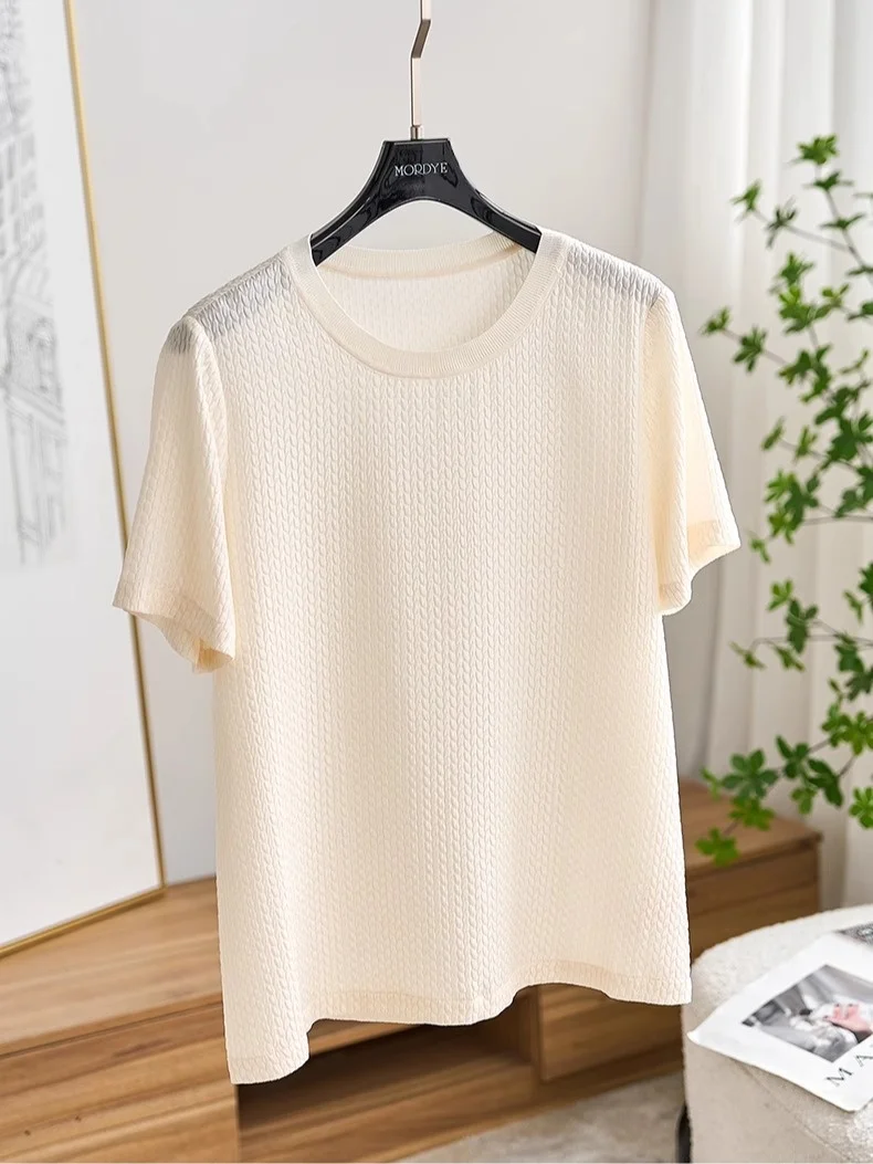 

Lightweight Airy Feel 00% Silk Texture Basic ort Sve Silk T-irt Beautiful Top Women Summer Faion Casual