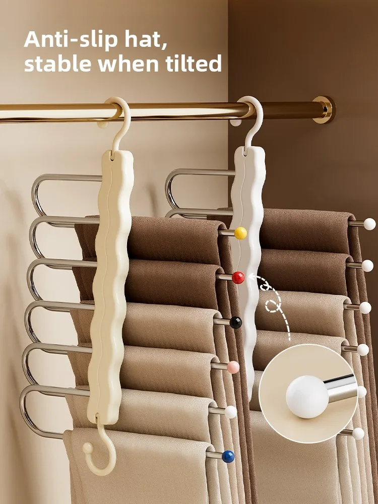 

Multi-Layer Pants Hanger Home Use Sl Pants Clip Garment Ra Wardrobe Storage Organizer Nordic Sle Pure Color for Eve...