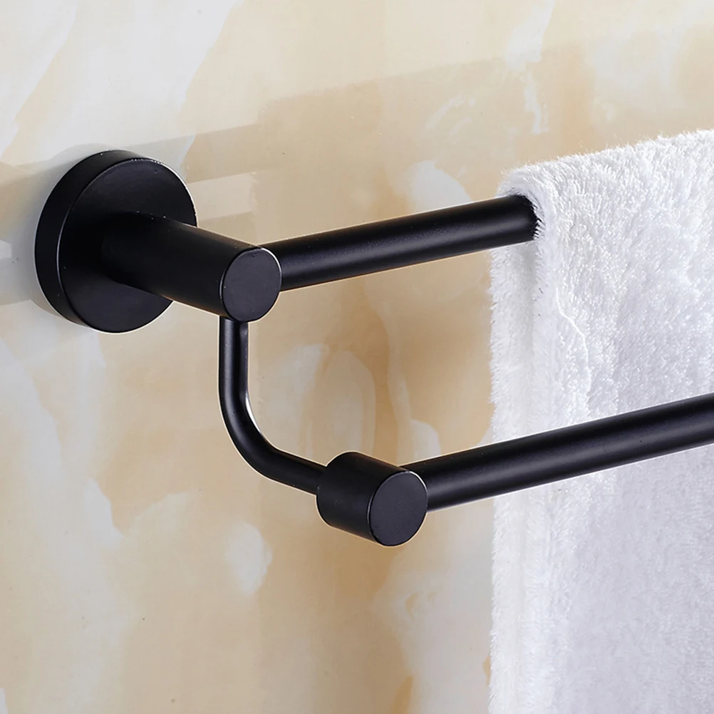 

Double Towel Bar Stainless Steel Wall Mounted Bathroom Hanger Kitchen Rack Modern Design Easy Install Anti Corrosion Home Decor