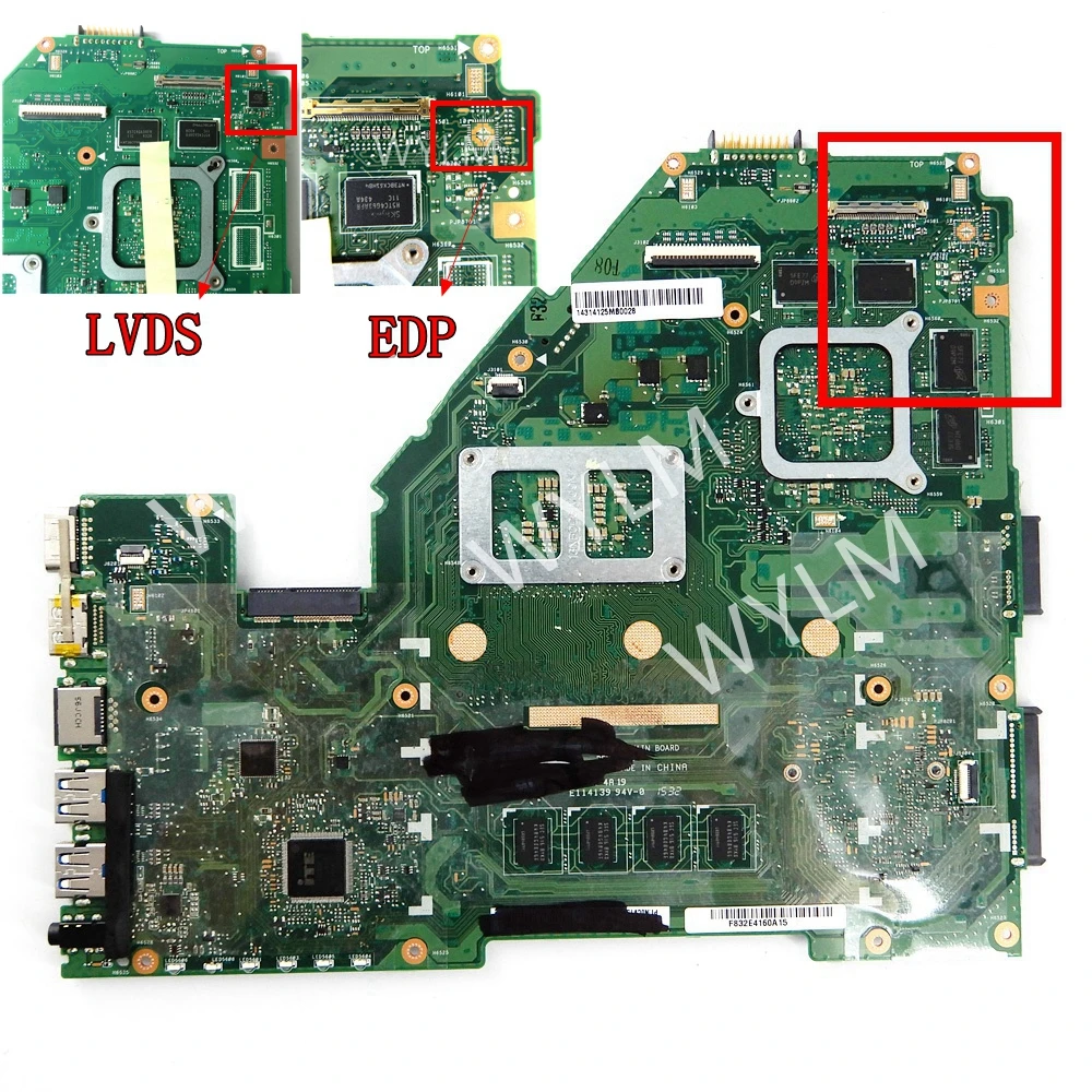 X550JK EDP/LVDS GTX850M/2G i5/I7CPU 4GB RAM Mainboard For Asus X550J X550JK FX50J A550J K550J X550JX Laptop Motherboard