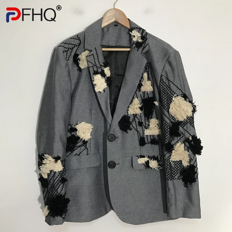 

PFHQ Autumn Texture Design Niche Men's Blazers Streetwear Outdoor Patchwork Sports Baggy High Quality Delicacy Suit Coat 21Z1391