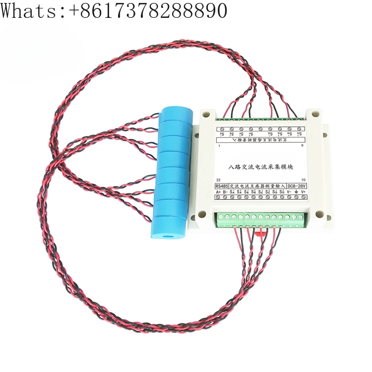 

Eight way AC current acquisition module modbus rtu protocol RS485 current measurement（50A range threading transformer）