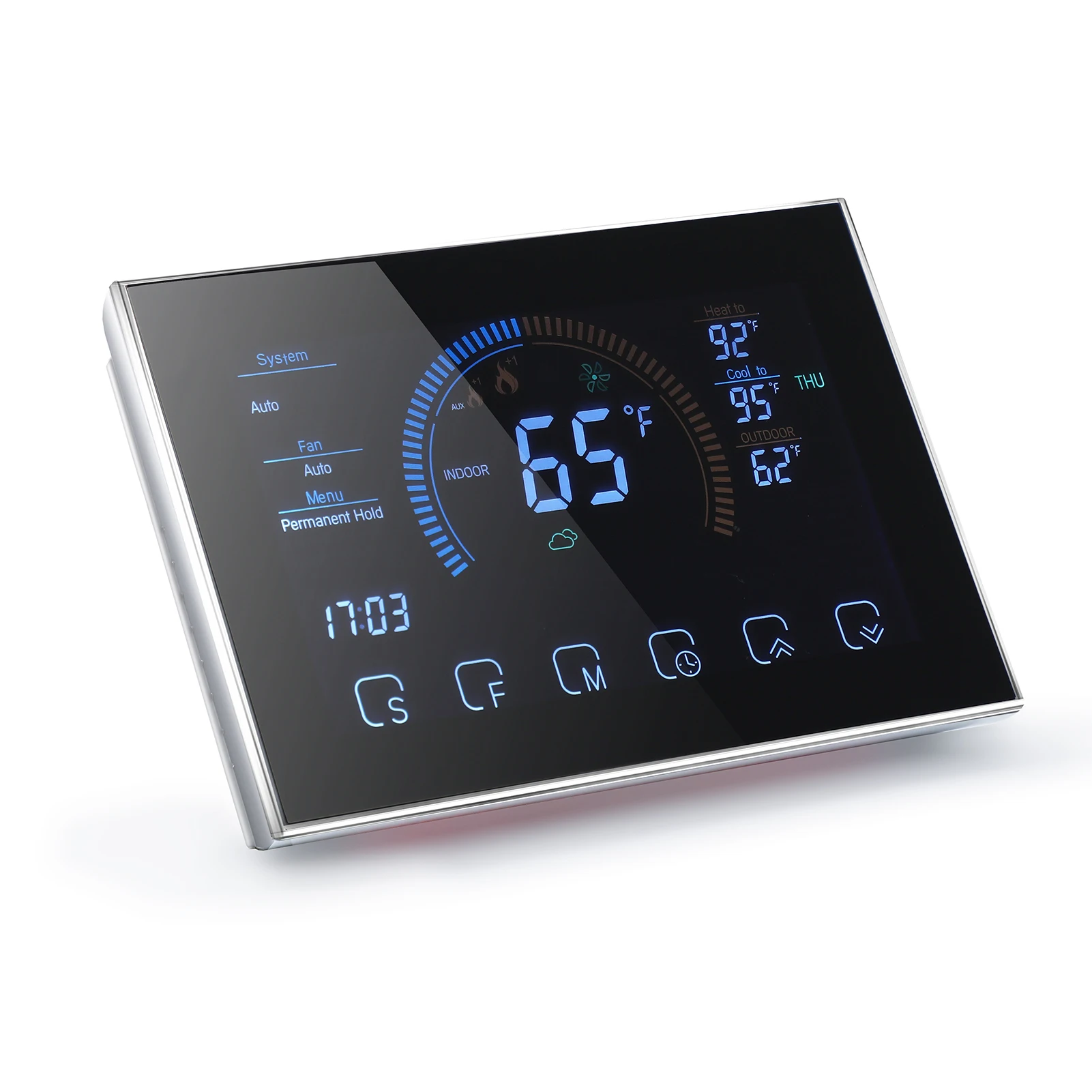 

WiFi Smart Heat Pump Room Thermostat Temperature Controller 4.8 Inch Color LCD Screen Programmable Touch Control/ Mobile APP
