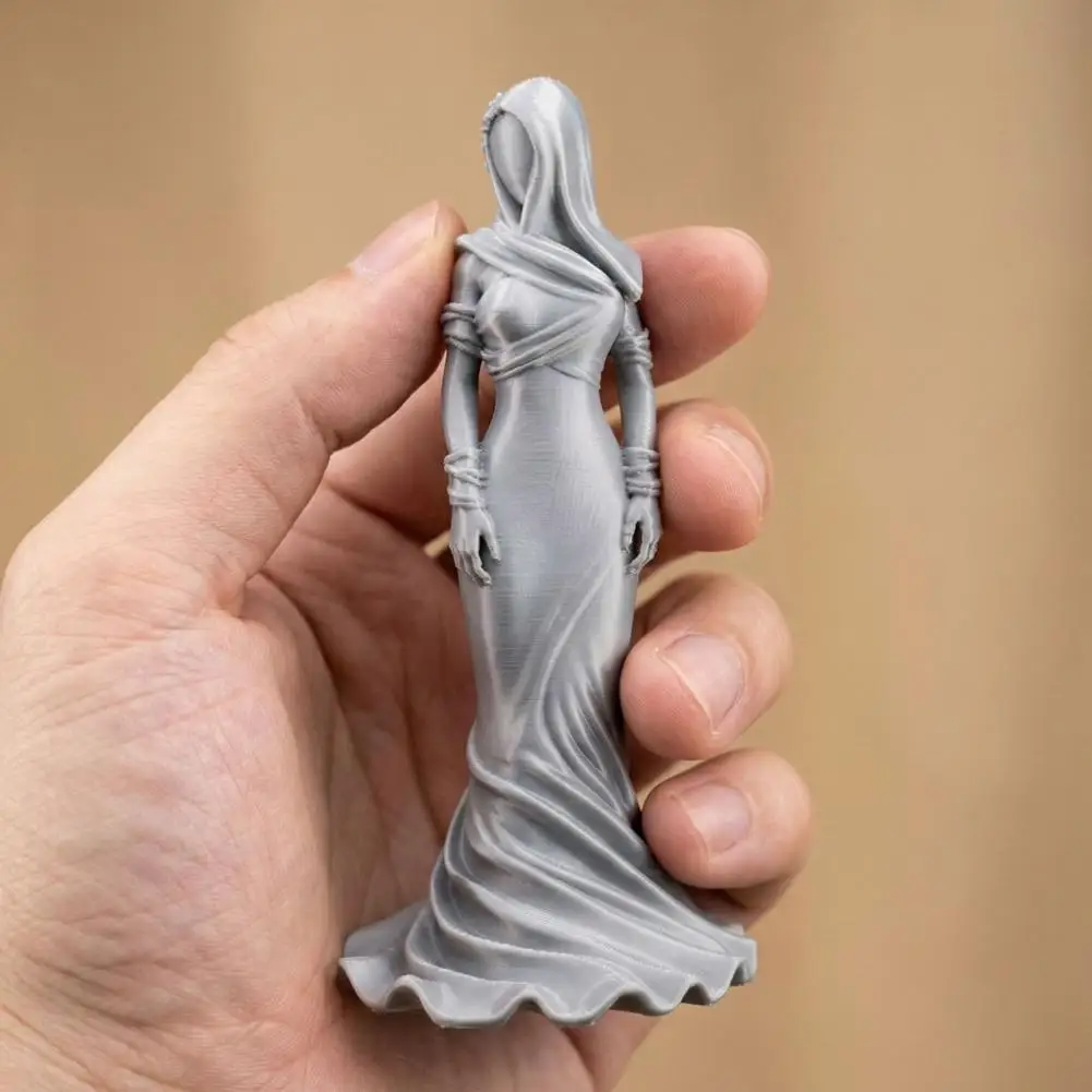 Hooded Veil Women Figurine Fishtail Dress Woman Statue Vintage Hooded Cowl Woman Figurine 3d Printed Faceless Lady Statue