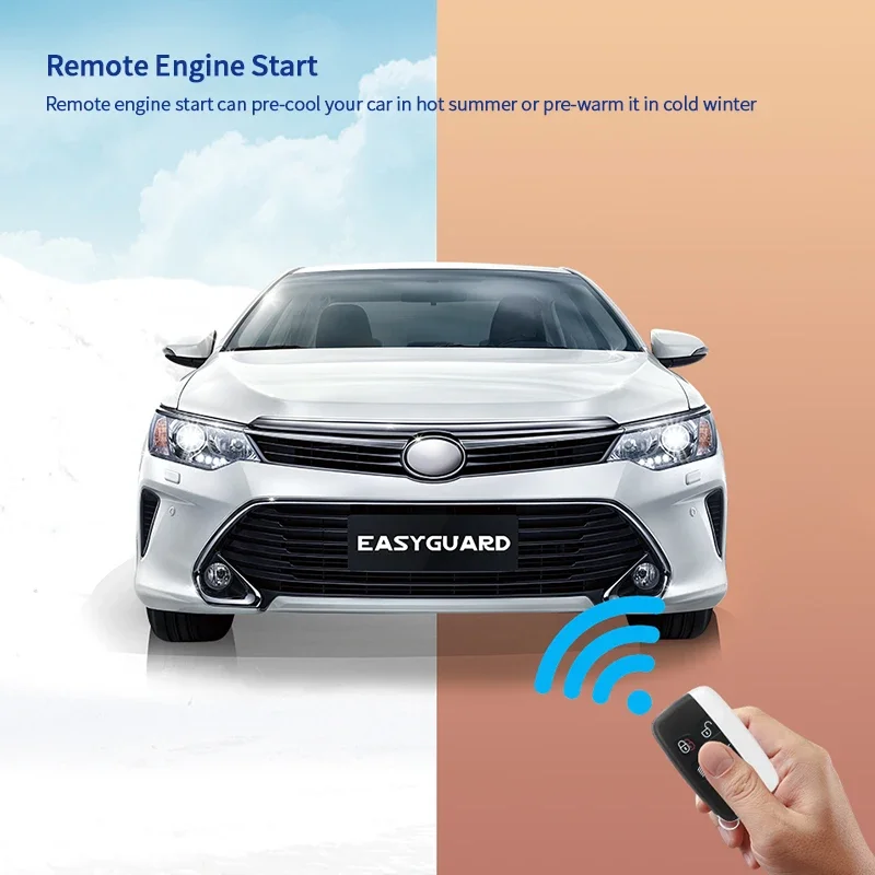 EASYGUARD 범용 EC002-LA-NFC 자동차 경보 시스템(패시브 키리스 엔트리 원격 시작 NFC 잠금 해제 포함)