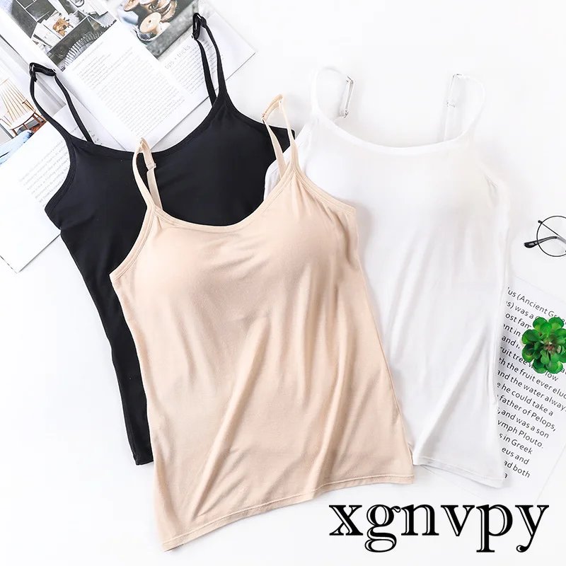 Xgnvpy-Camisoles d'été en fibre de coton pour femme, haut féminin, sous-vêtements assortis, t-shirt à bretelles sexy, vêtements pour filles