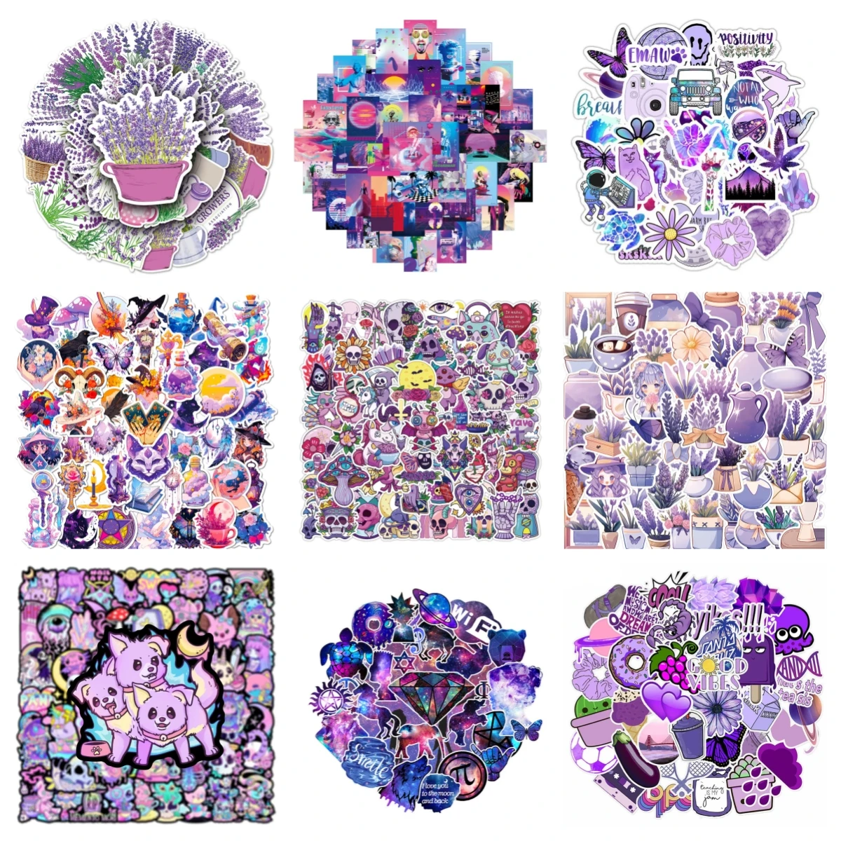 10/30/50PCS Lavender Cartoon Small Fresh Personality Creative Sticker Desk Refrigerator  Skateboard Waterproof Guitar  Wholesale