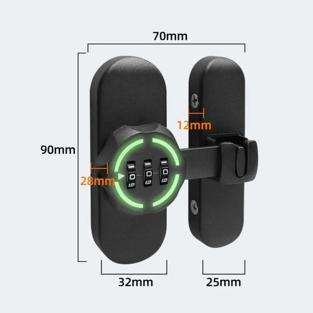 Zinc Alloy Password Lock Luminous Sign 90/180 Degree Sliding Door Lock 3-Digit Combination High-Security Combination Lock