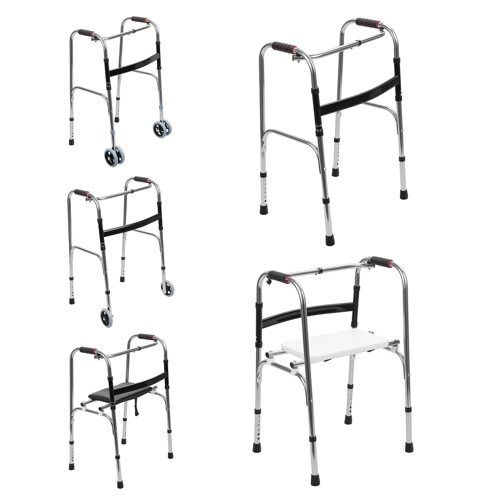 

Adjustable Medical Rehabilitation Walker - No Power Needed, Ideal for Elderly & Young People, Includes Bathroom Seat Feature