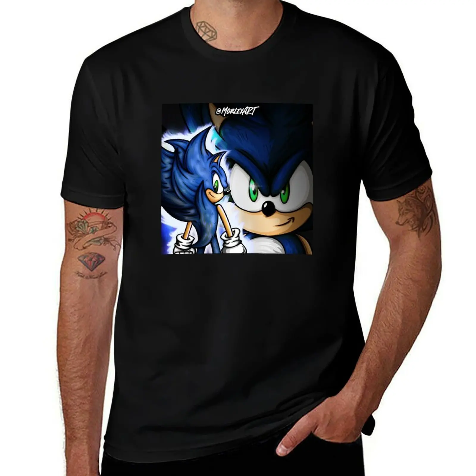 Super Sonic-Camiseta con variación azul, camisetas para hombre, ropa de calle, ropa de verano, tops de verano, camisetas para hombre