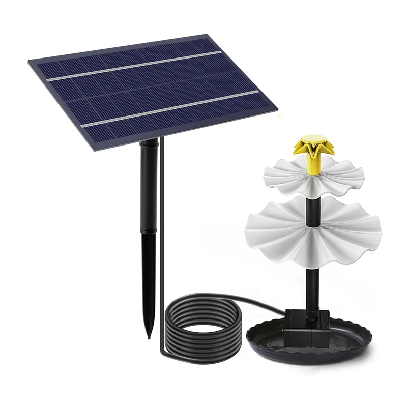 3 Tiered Bird Bath With Solar Pump,DIY Solar Fountain Detachable And Suitable For Bird Bath, Garden Decoration,Outdoor