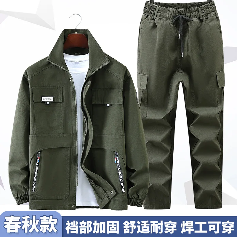 Set of Work Uniforms for Men, Durable, Stain-resistant, Comfortable, Breathable, and Casual, Suitable for Construction Sites.