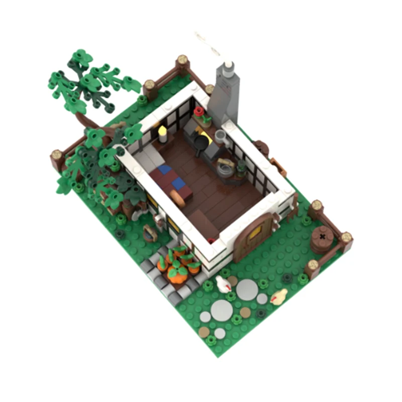 MOC Medieval Castle Street View Model Building Bricks Farmer Cottage Modular Technology Gift Holiday Assemble Toys MOC-177828