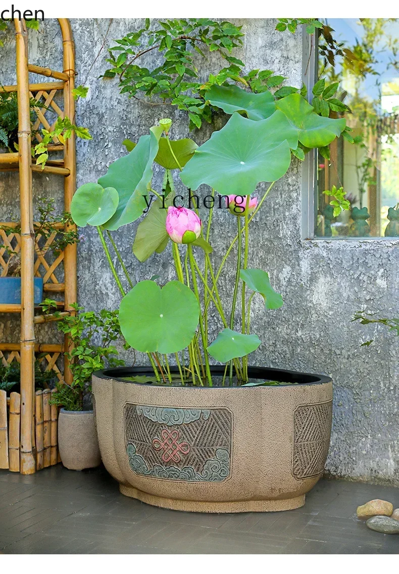 DSA  Chinese-style courtyard landscape arrangement large flower pot outdoor decoration planting bonsai