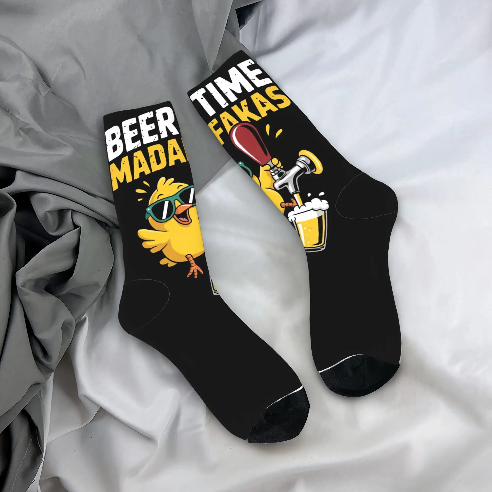 

Носки Beer Time Madafakas, противоскользящие носки для женщин и мужчин, удобные носки для скалолазания, осенние повседневные носки с графическим рисунком