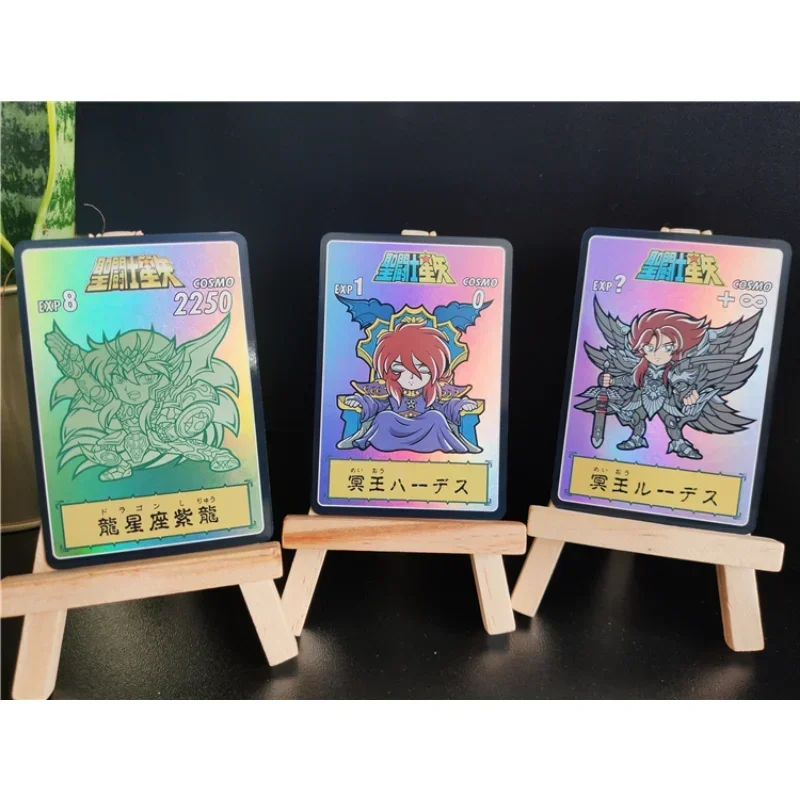 12pcs/set Saint Seiya Q Version Flash Card Animation Characters Saori Kido Kanon Shiryu Classics Anime Collection Cards Toy Gift