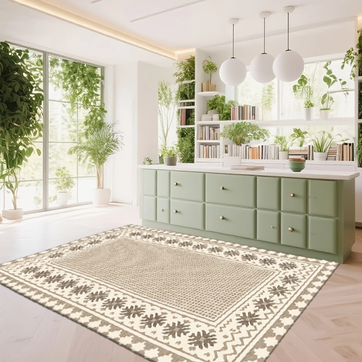 Large Washable Rectangular Rug Durable Stain Resistant Mat For High Traffic Entryway Hallway Living Area