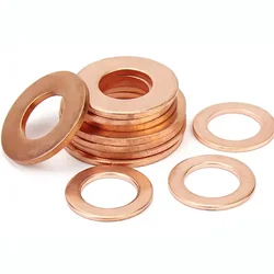 Copper Washer M3 M4 M5 M6 M8 M10 Solid Gasket Rings Flat Seal Washer Sump Plug Oil Seal Fittings Washers For Boat DIN7603