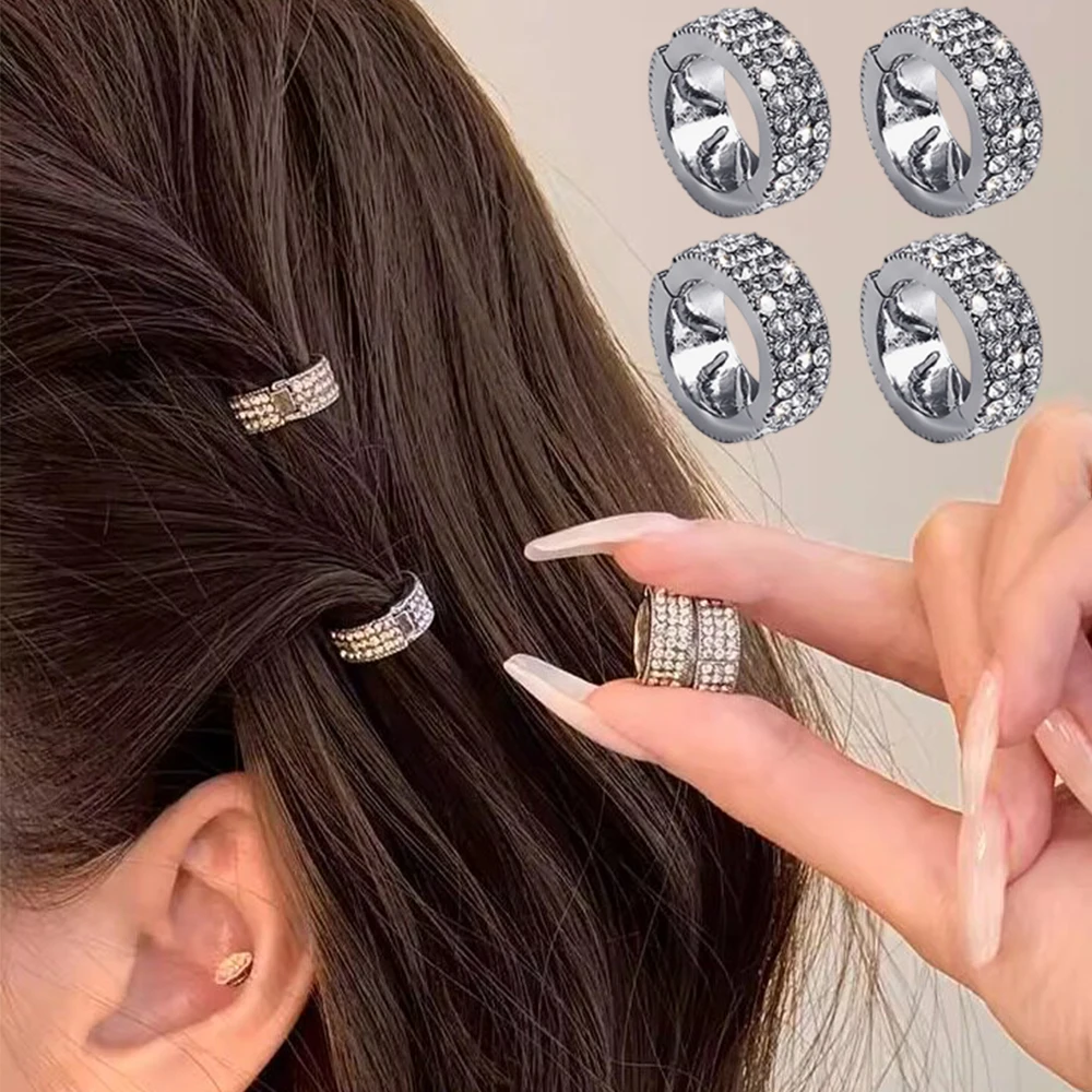 Rhinestone Small Hair Clip High-End Round Braided Hairpin Cool Dreadlocked Hairband Hairpin Hair Styling Accessories Women Girls