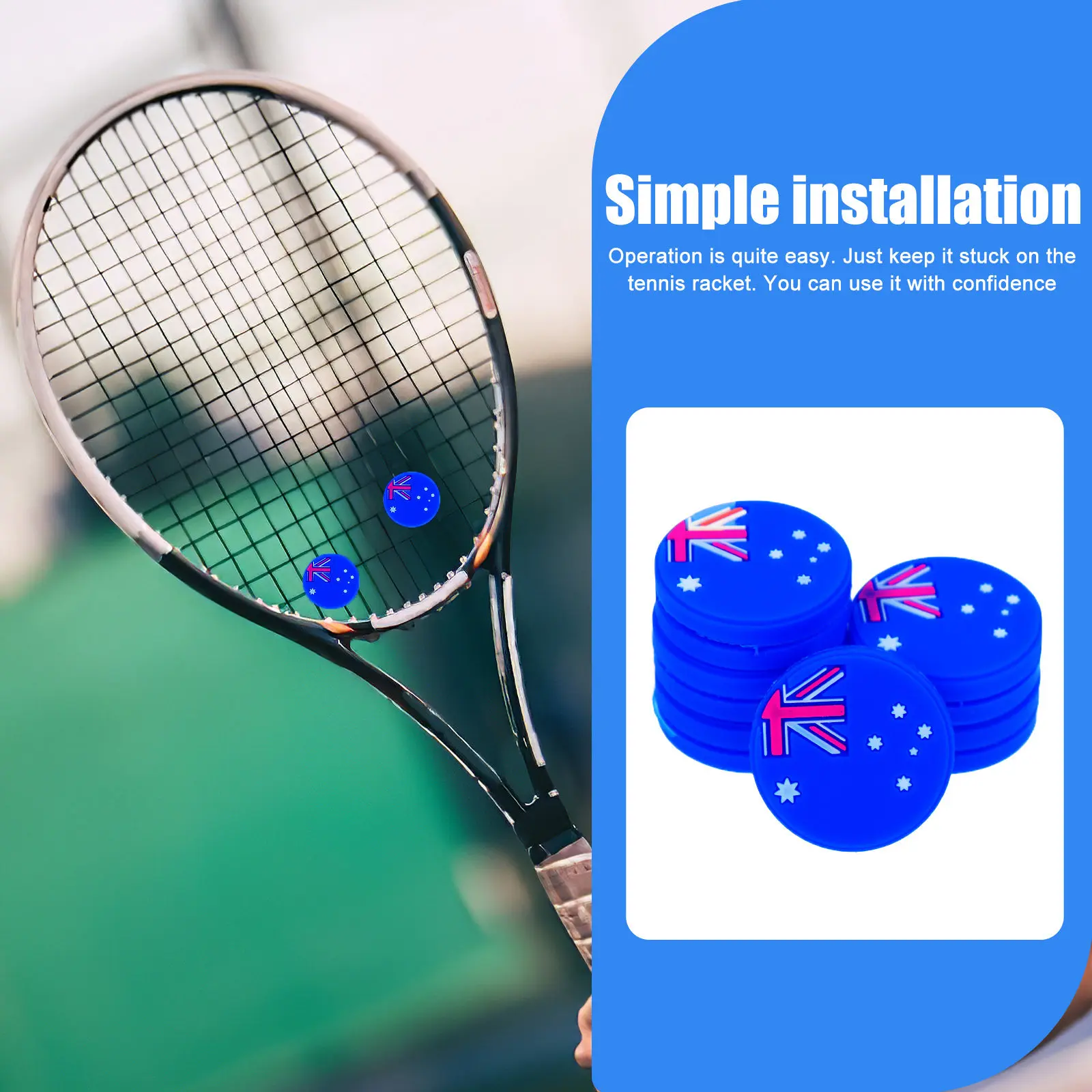 6Pcs Reusable Silicone Tennis Dampener Flag Design Racket Vibration Absorber Shock Reducing Tennis Racquet Accessory Tool