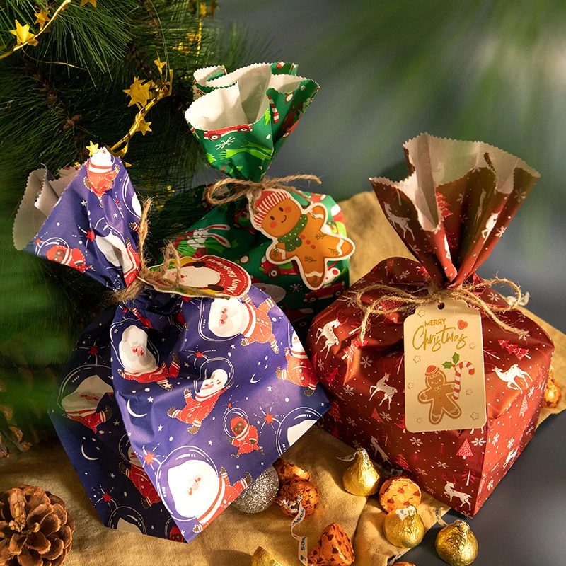 24 Sets Weihnachts-Geschenktüten aus Papier mit Aufklebern, Weihnachtsmann, Weihnachtsparty-Geschenktüten, Adventskalender, Leckerli-Tasche, Neujahrsparty-Zubehör – Detail 2