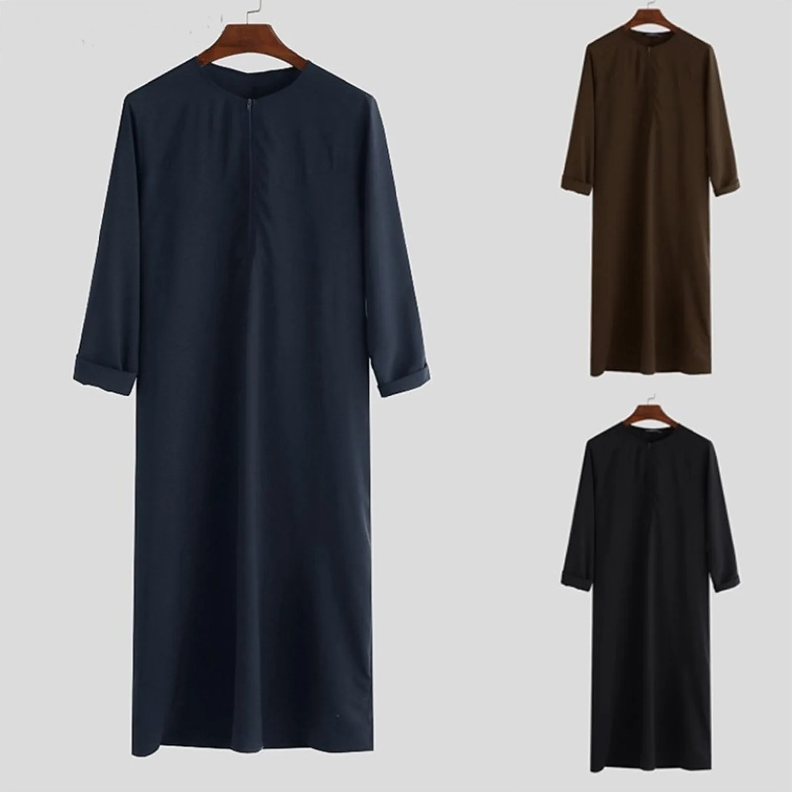 Long Sleeve Aman Abaya Jubba Thobe For Men Kaftan Pakistan Muslim Saudi Arabia Djellaba Islam Clothing Prayer Robe Afghan