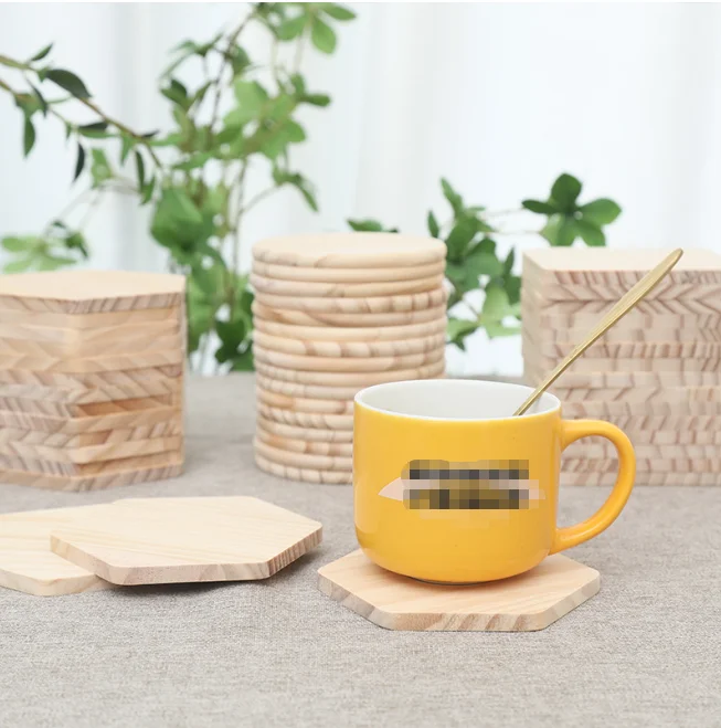 3PCS Universal Wooden Coasters Heat Resistant Non Slip Household Table Mats Blank DIY Wood Slices For Tea Cup Drink Decoration
