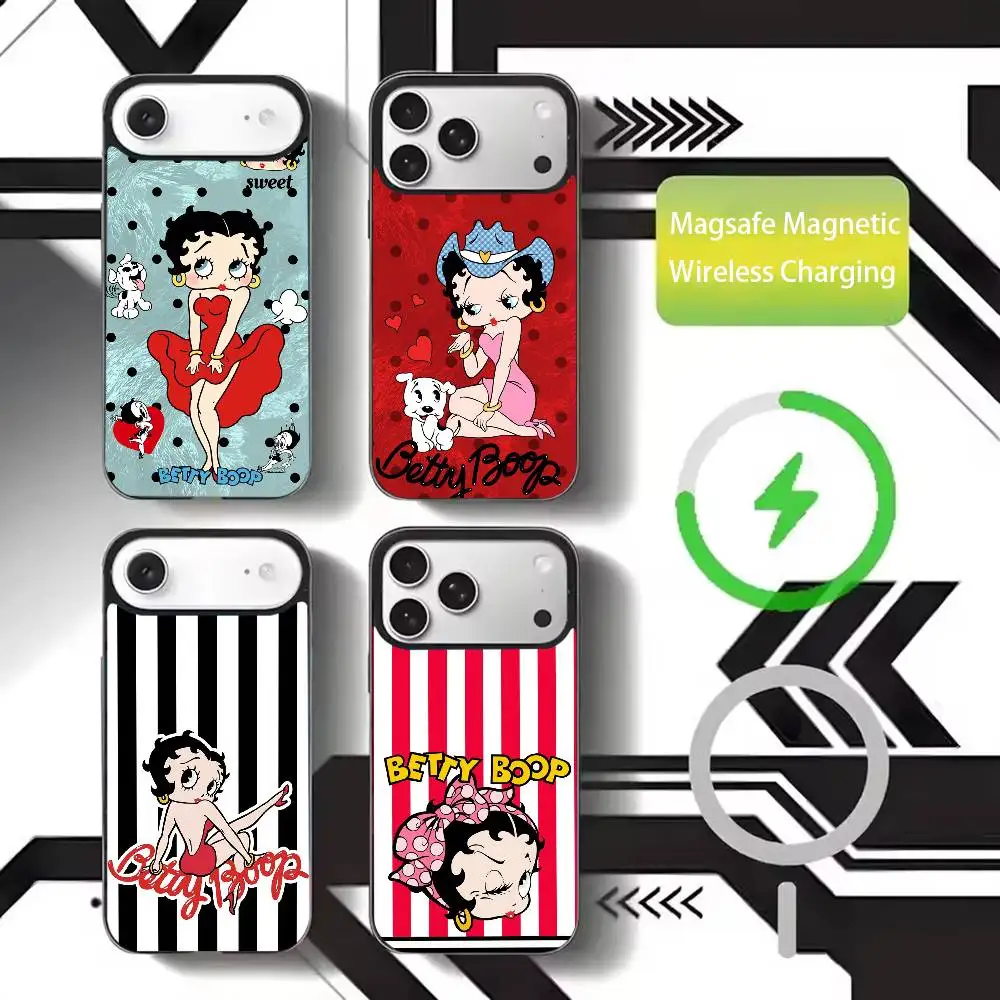 

B-Betty Cute B-Boop Phone Case For iPhone17,16,15,14,13,12,11 Plus,Pro Max Magnetic For Magsafe Wireless Charging
