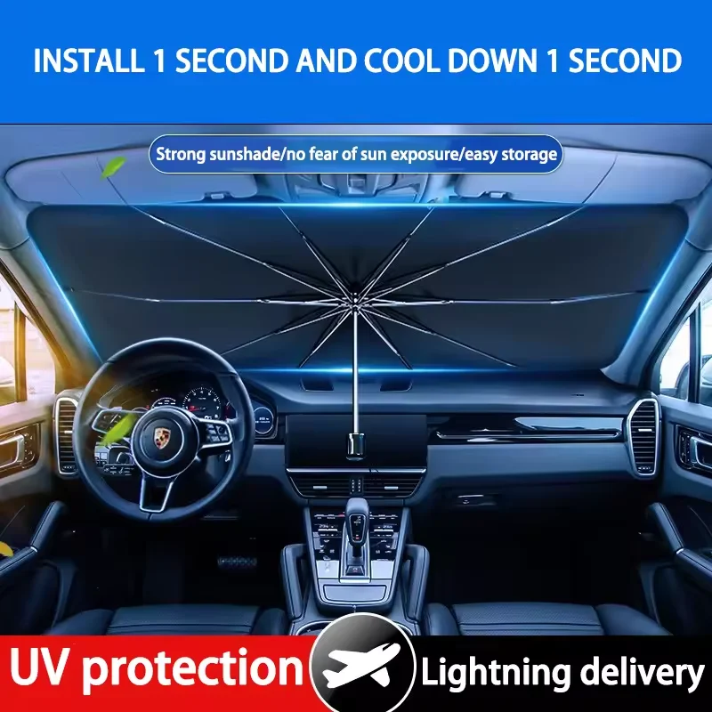 

Car Sunshade Umbrella Windshield Folding Front Parasol Umbrella Foldable Summer Protection Car Seat Heat Insulation