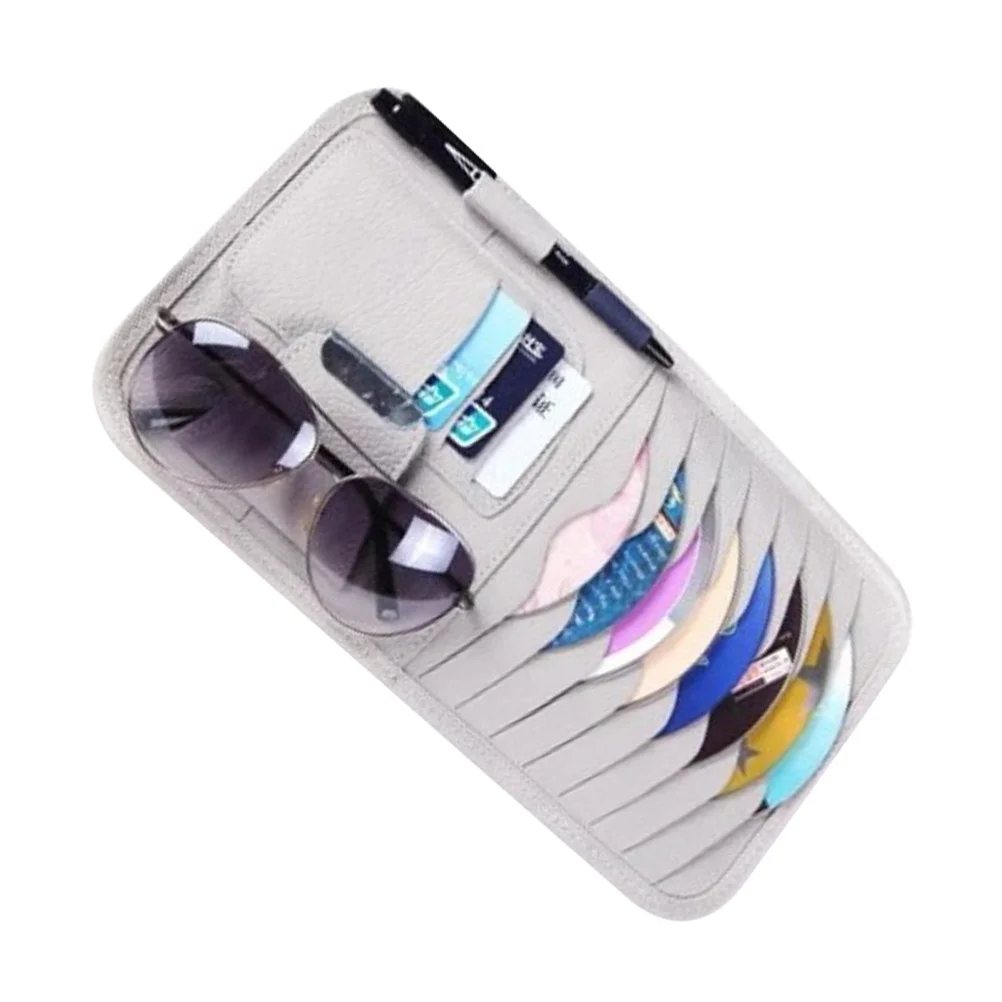 

Sun Visor Organizer Car Accessories Cd Holder Multipurpose Storage for Glasses Cards Bills Compact Design Grey