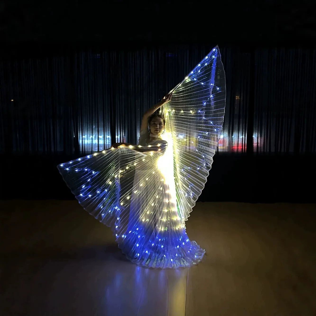 

2026 Belly Dance Wings Yellow White Fluorescent Dance Light Wings Adult Belly dance Isis Wings Carnival Show Props