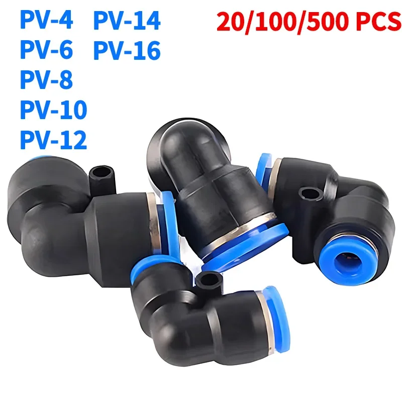 20/100/500pcs PNEUMATIC Elbow 90 Degree Push to Connect Fittings Tube Connect Push Fit Fittings Tube Fittings Push Lock PV-4 6 8