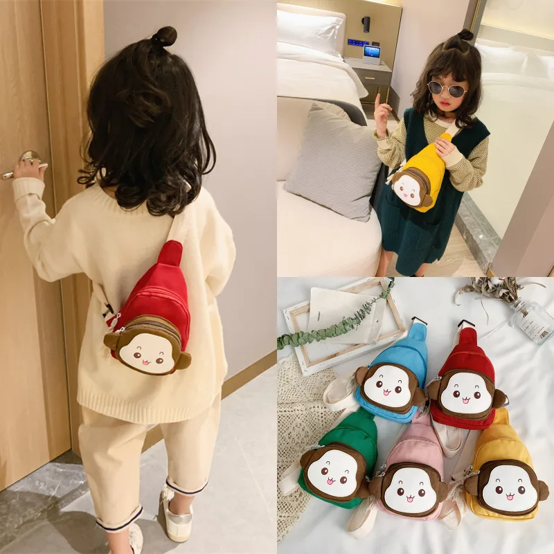 

Fashion Children's Messenger Bag Cute Cartoon Monkey Shoulder Bag Kindergarten Preschool School Bag Boy Girl Baby Chest Bag